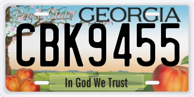 GA license plate CBK9455