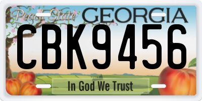 GA license plate CBK9456