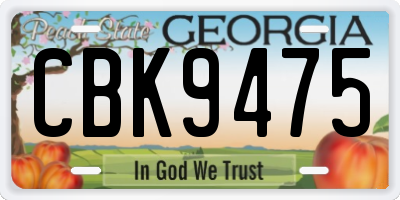 GA license plate CBK9475