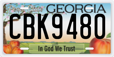 GA license plate CBK9480