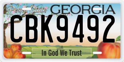 GA license plate CBK9492
