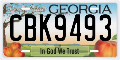 GA license plate CBK9493