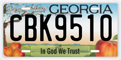 GA license plate CBK9510