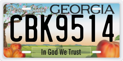 GA license plate CBK9514
