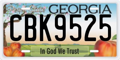 GA license plate CBK9525