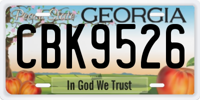 GA license plate CBK9526