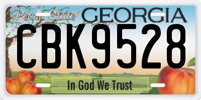 GA license plate CBK9528