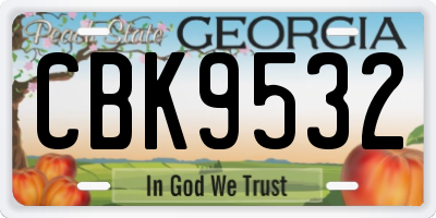 GA license plate CBK9532