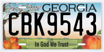 GA license plate CBK9543