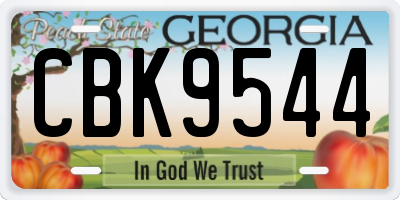 GA license plate CBK9544