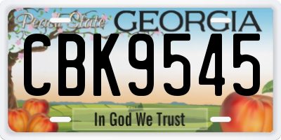 GA license plate CBK9545