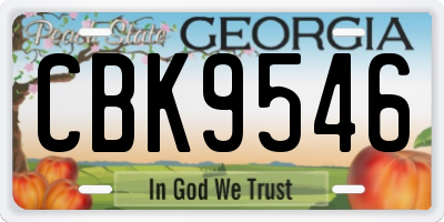 GA license plate CBK9546