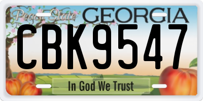 GA license plate CBK9547