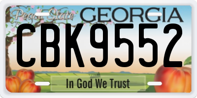GA license plate CBK9552