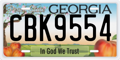GA license plate CBK9554