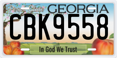 GA license plate CBK9558