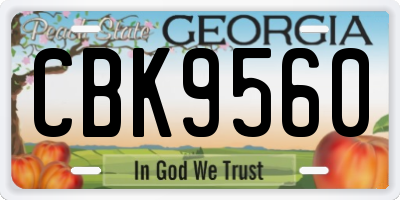 GA license plate CBK9560