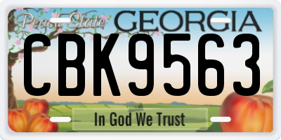 GA license plate CBK9563