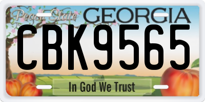 GA license plate CBK9565