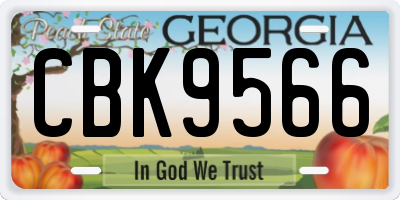 GA license plate CBK9566