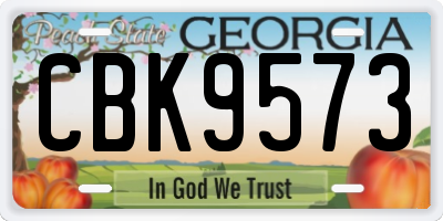 GA license plate CBK9573