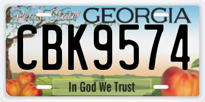 GA license plate CBK9574
