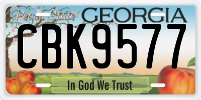 GA license plate CBK9577