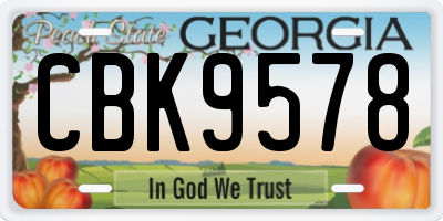 GA license plate CBK9578