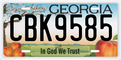 GA license plate CBK9585
