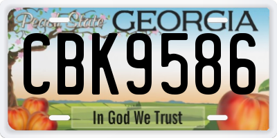 GA license plate CBK9586