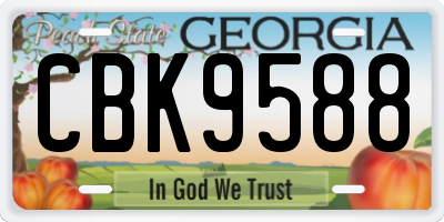 GA license plate CBK9588