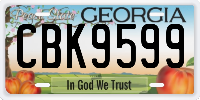 GA license plate CBK9599