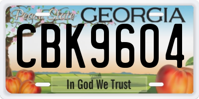GA license plate CBK9604
