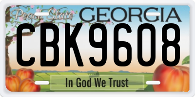 GA license plate CBK9608