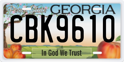 GA license plate CBK9610