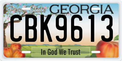 GA license plate CBK9613