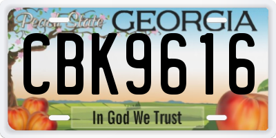 GA license plate CBK9616