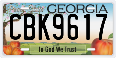 GA license plate CBK9617