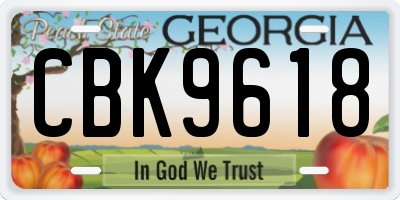 GA license plate CBK9618
