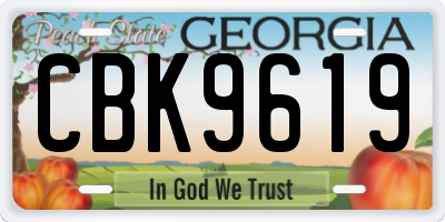 GA license plate CBK9619