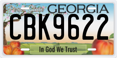 GA license plate CBK9622