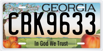 GA license plate CBK9633