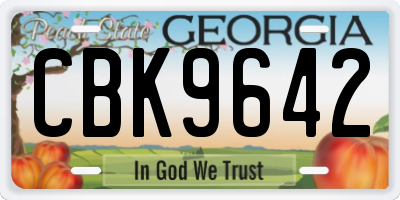 GA license plate CBK9642