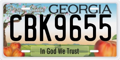 GA license plate CBK9655
