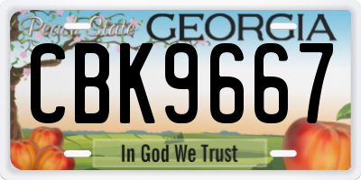 GA license plate CBK9667