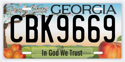 GA license plate CBK9669