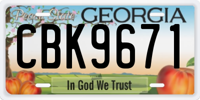 GA license plate CBK9671