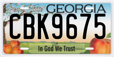 GA license plate CBK9675