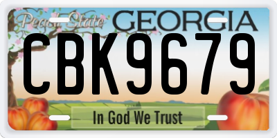 GA license plate CBK9679