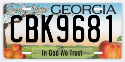 GA license plate CBK9681